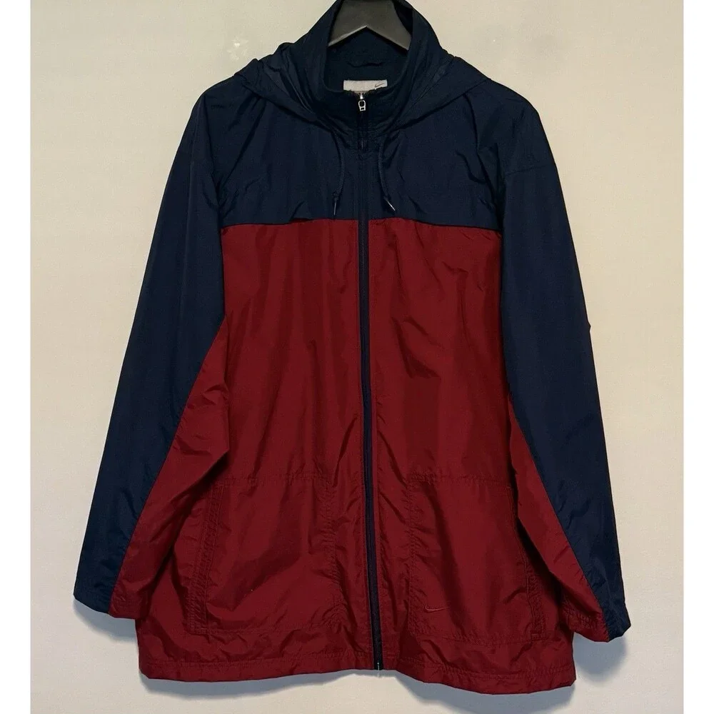 Vintage Men's Nike Tracksuit XL Maroon Blue Colorblock Windbreaker Pants Y2K
